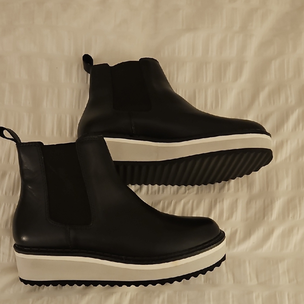 Matisse Black and White Platform Ankle Boots
